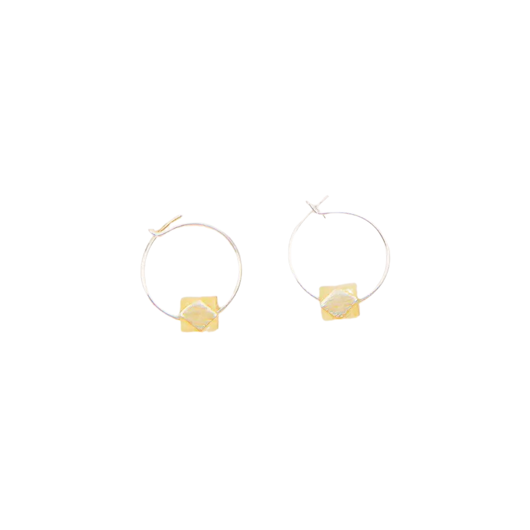 Tiny Hoops with Faceted Metal Beads