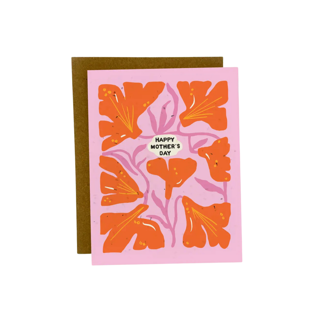 Red Flowers Mother's Day Card