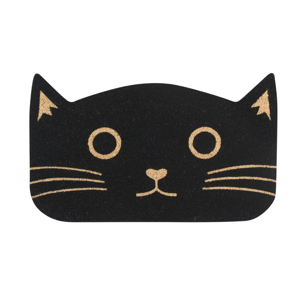 Black Cat Shaped Coir Doormat