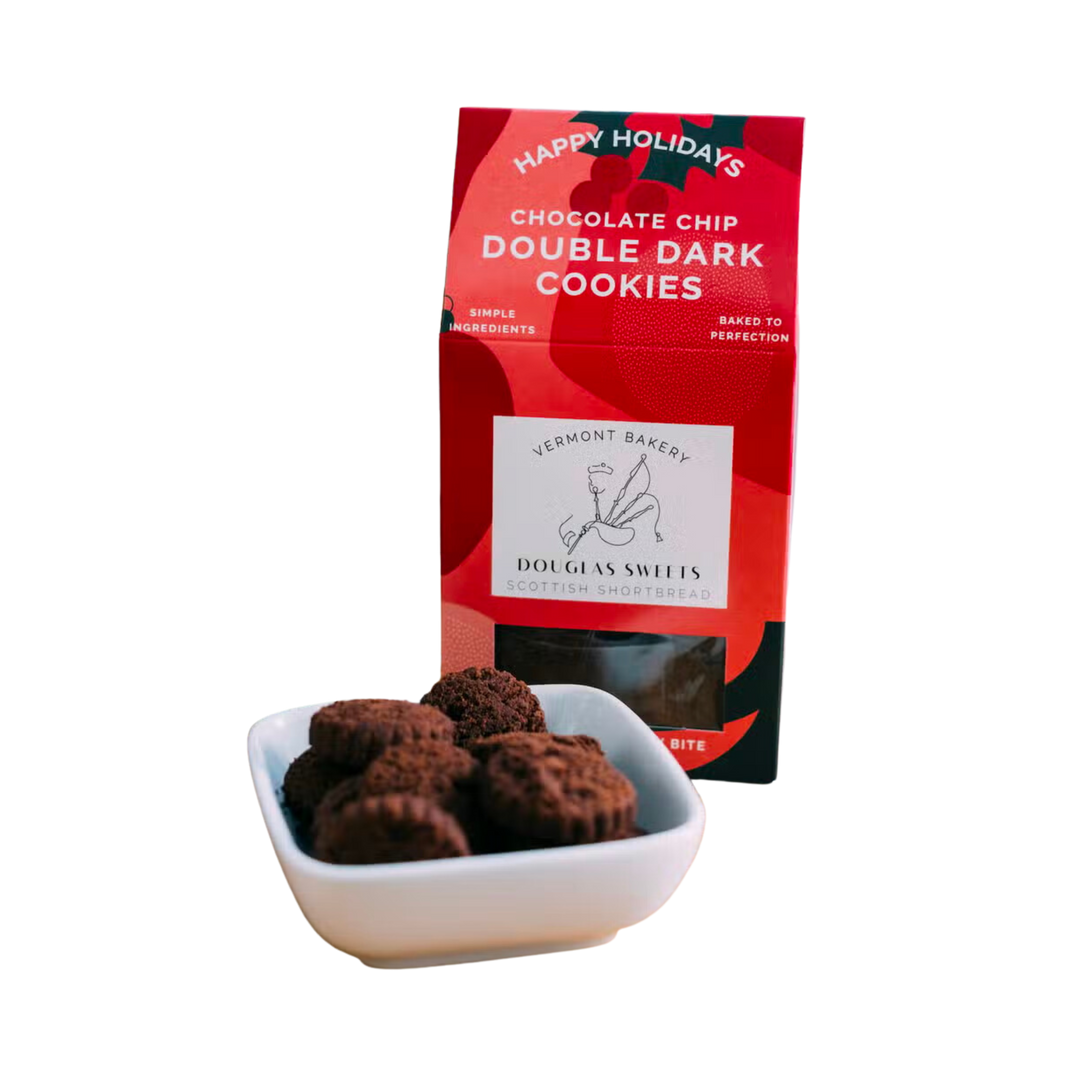 Holiday Double Dark Chocolate Chip Shortbread Cookies