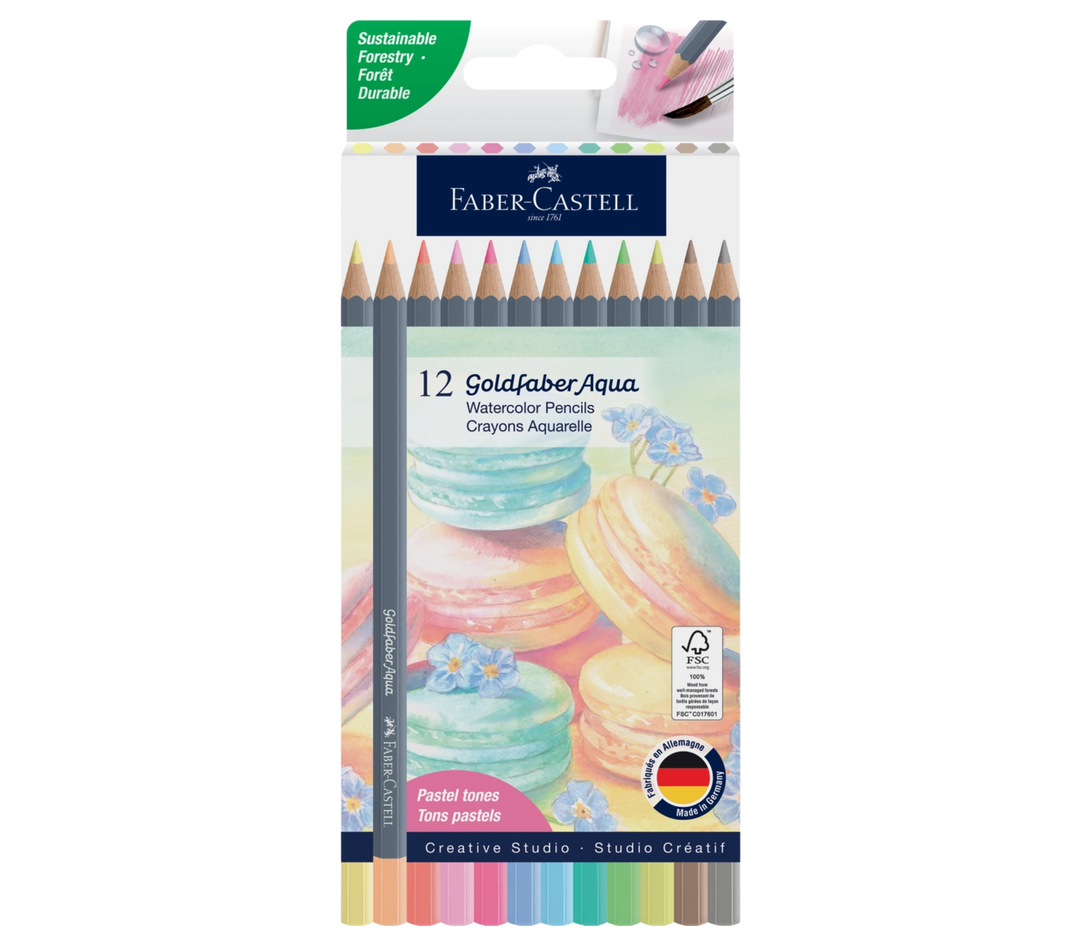 Goldfaber Aqua Watercolor Pencils - Box of 12 Pastel Colors