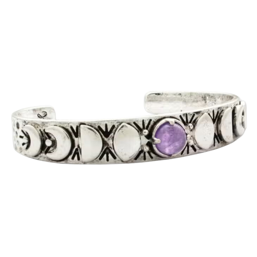 Mini Moon Phases Cuff Bracelet | Amethyst
