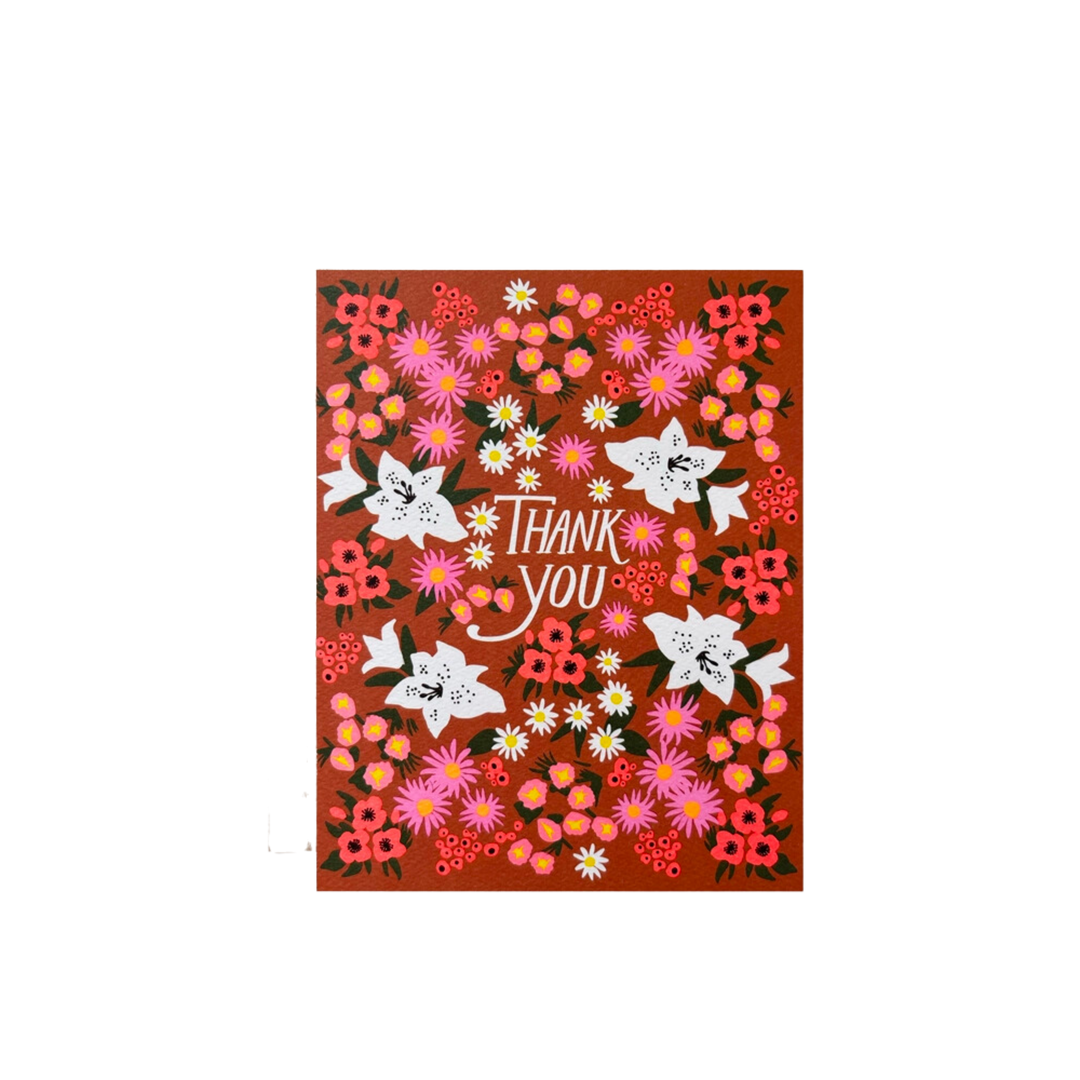 Thank You Lilies Card - Rust