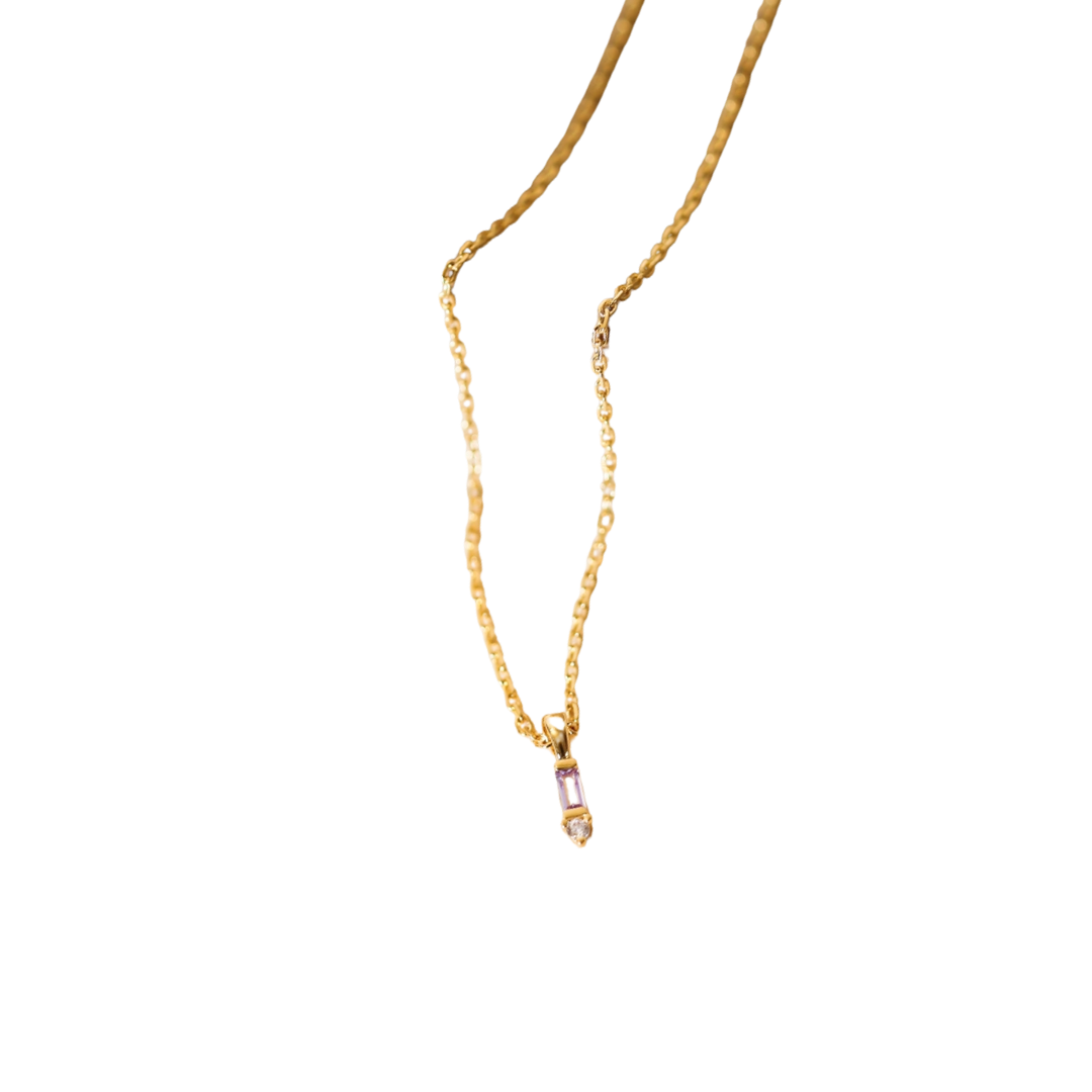 Baguette Drop Pendant Necklace - Lavender