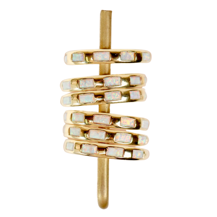 White Opal Inset Baguette  Ring