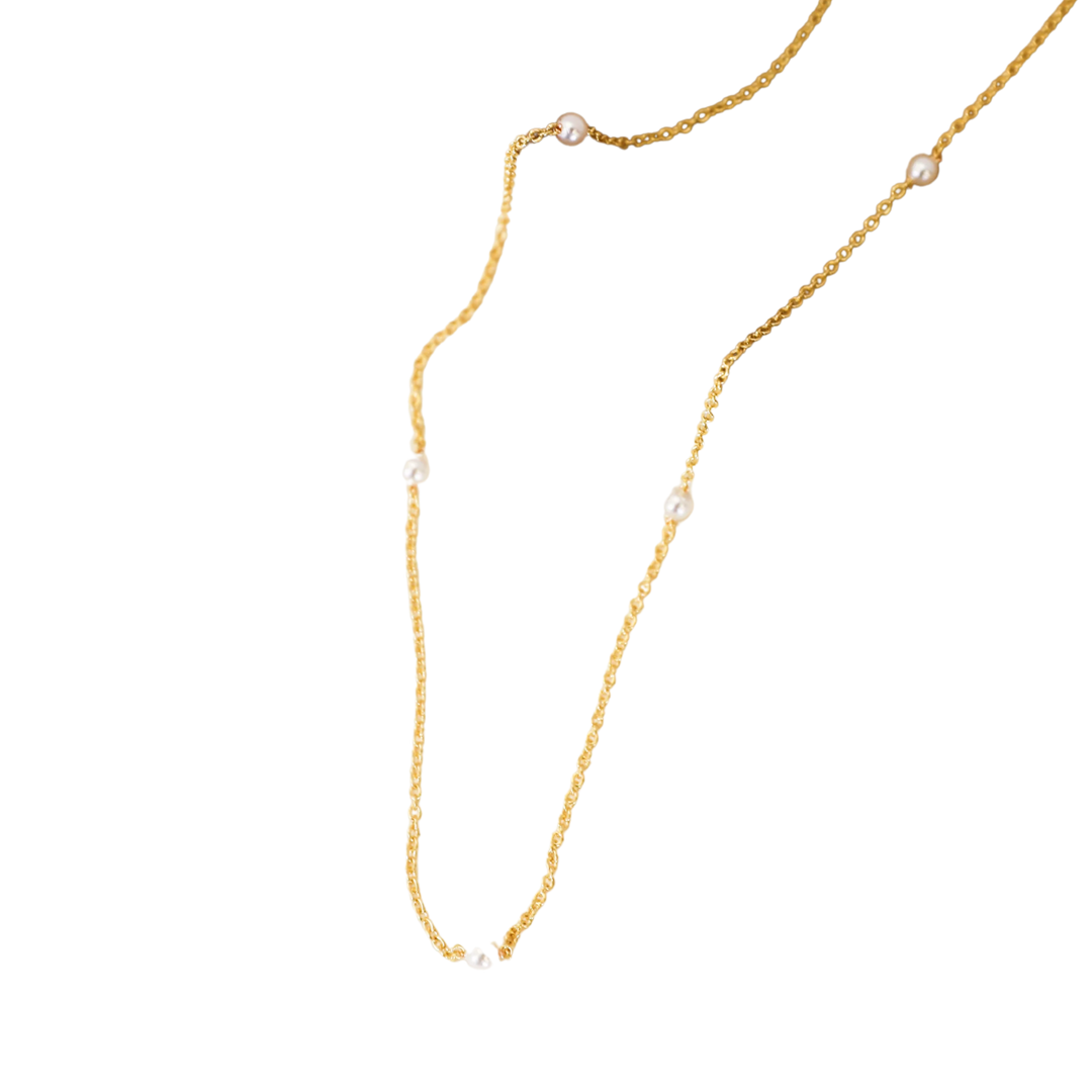 Dainty Pearl Station Necklace