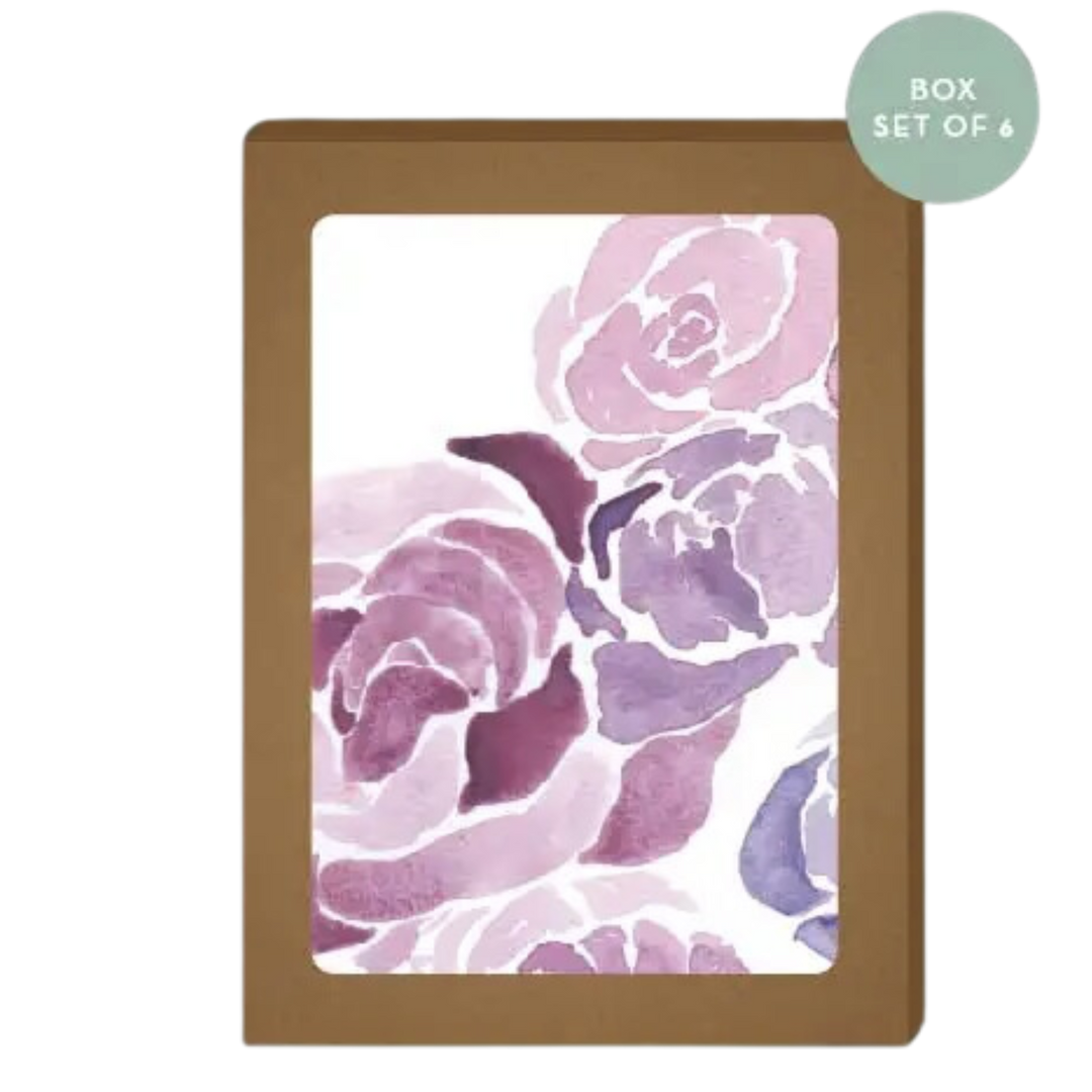 Purple Florals Card Box Set