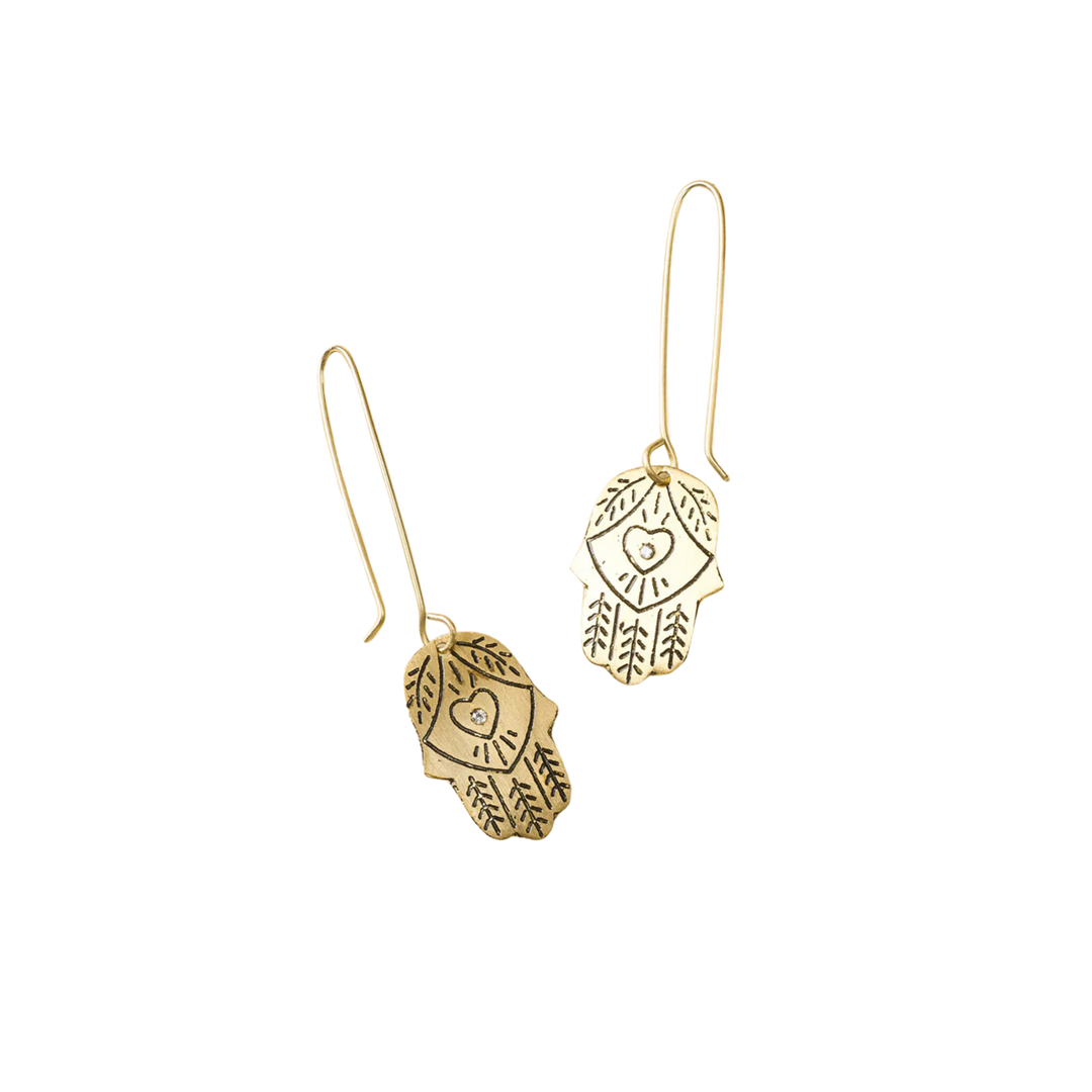 Ruchi Hamsa Gold Dangling Earrings