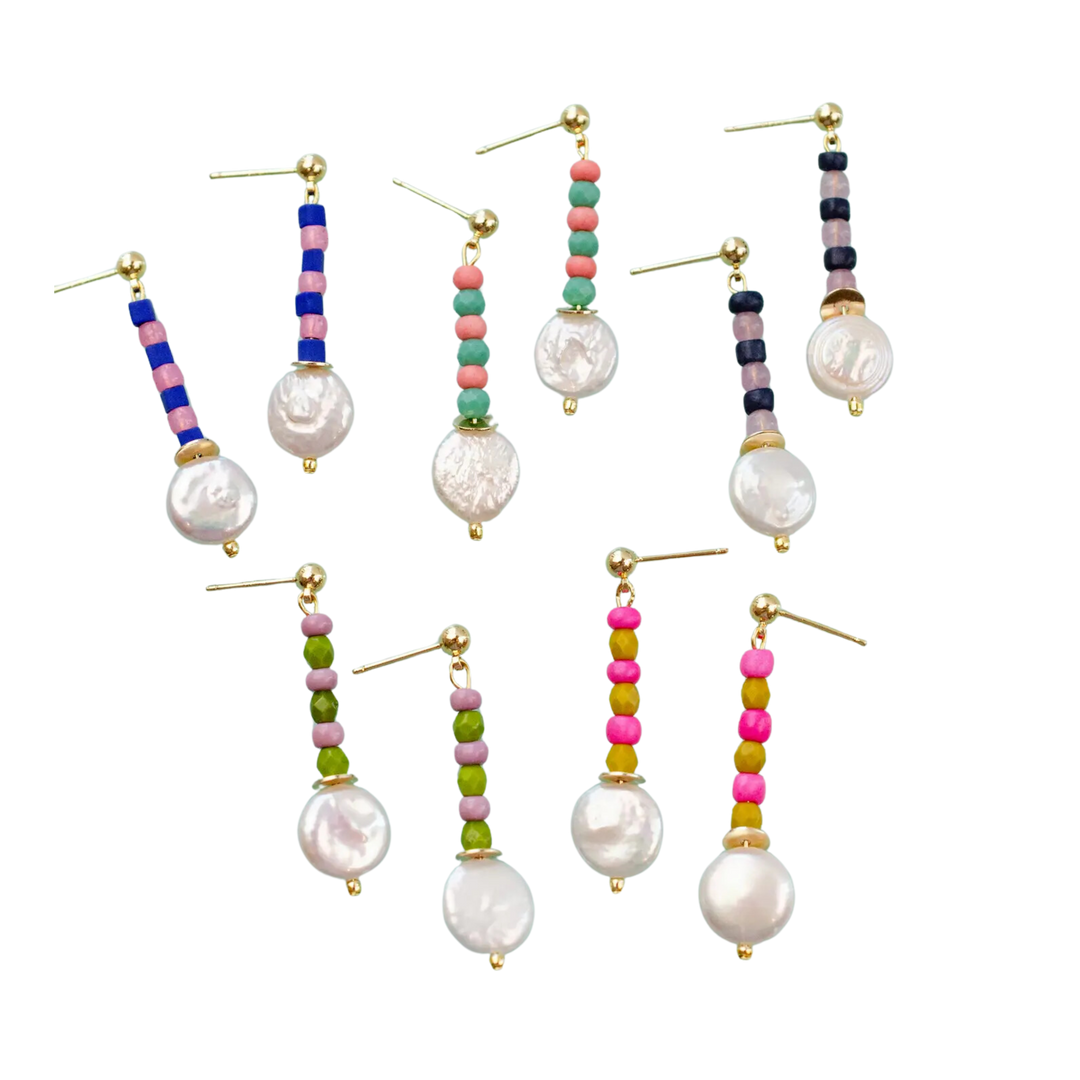 Juno - Seedbead and Pearl Earrings