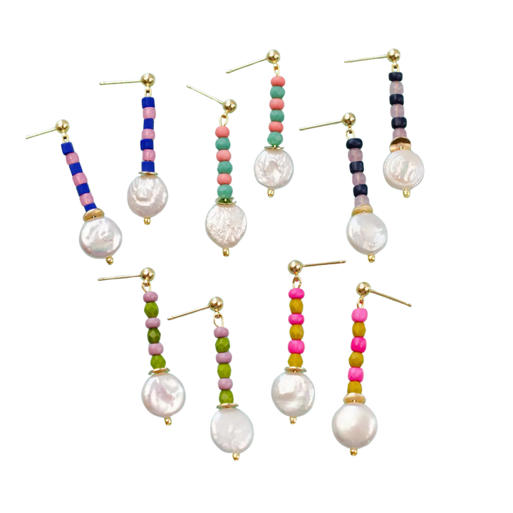 Juno - Seedbead and Pearl Earrings
