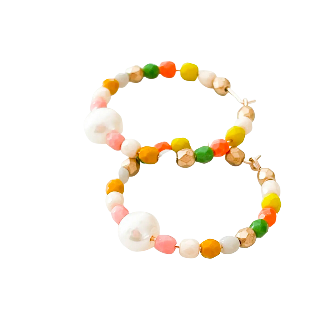 Pastel Gold Filled Pearl Hoops