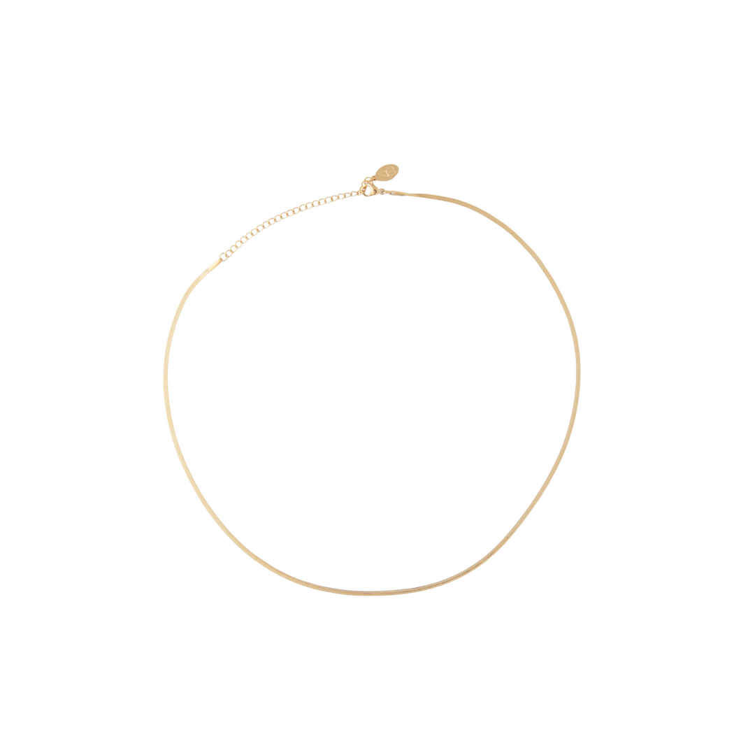 Gold Herringbone Necklaces- Stainless Steel Skinny 3MM