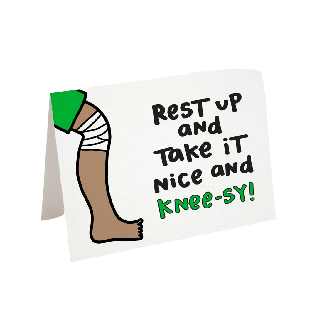 Rest Up and Take It Nice and Knee-Sy! Get Well Card.