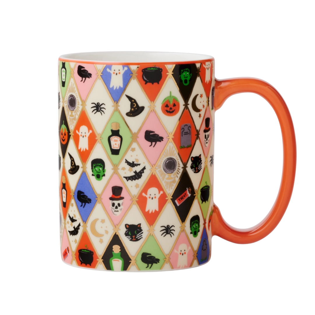 Halloween Argyle Porcelain Mug
