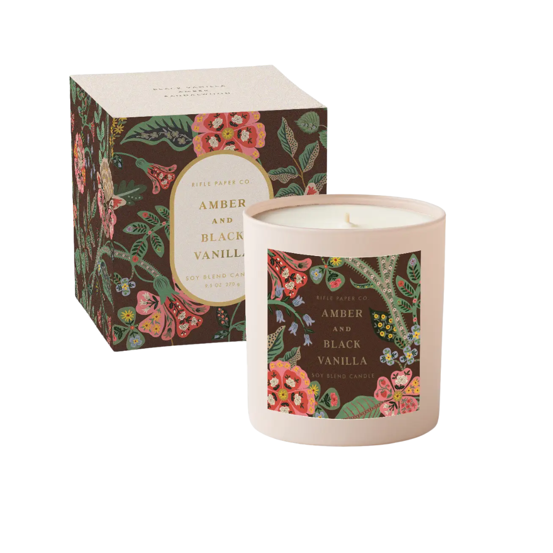 Gracie Amber and Black Vanilla 9 oz Glass Candle