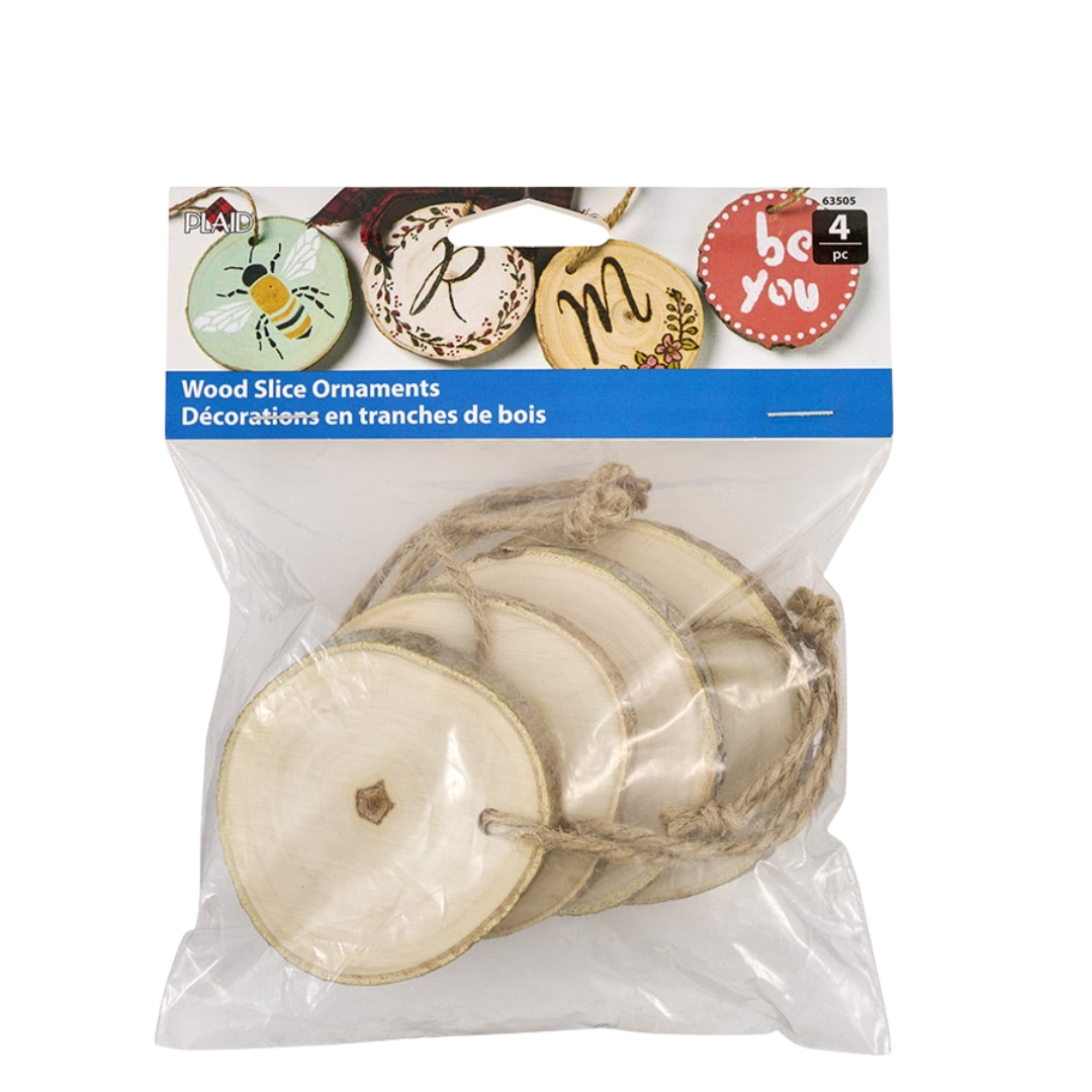The Plaid Wood Slice Ornament Set