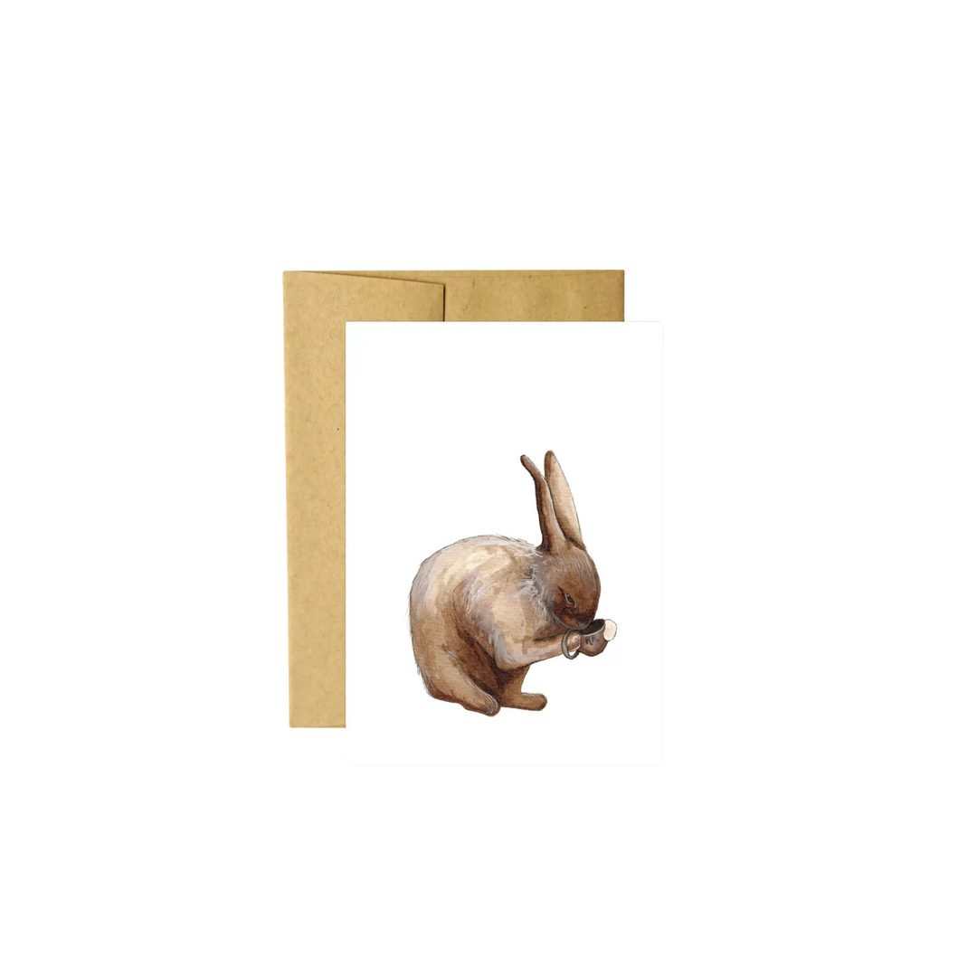 Critters and Cups: Rabbit - Greeting Card