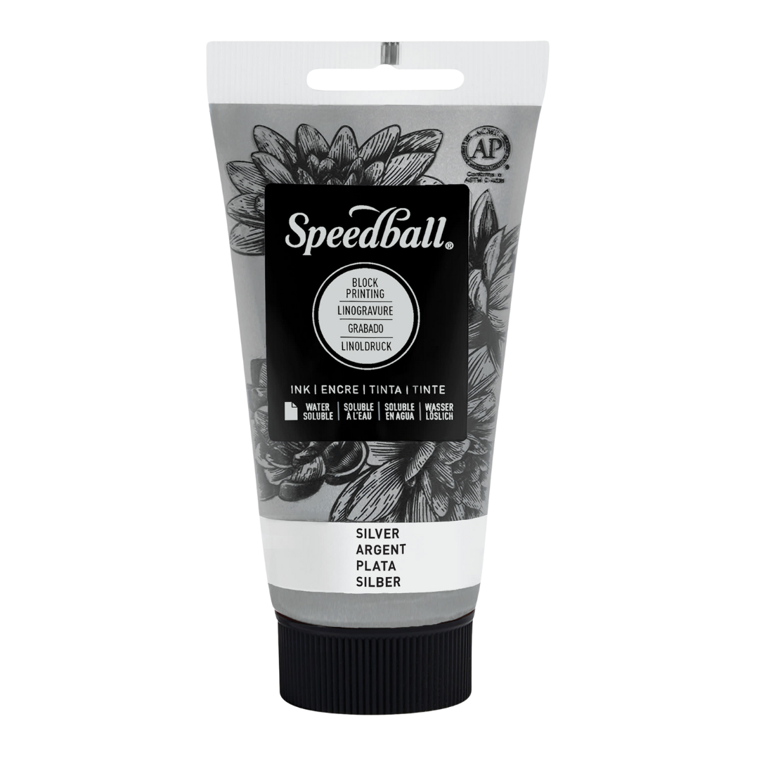 Water-Soluble Block Printing Ink 2.50z - Silver