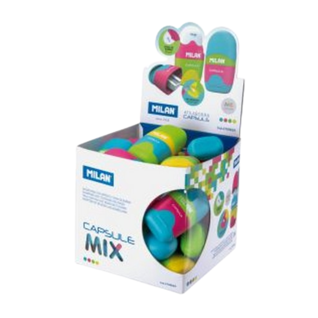 Milan Mix Capsule Single Hole Sharpener W/ Eraser