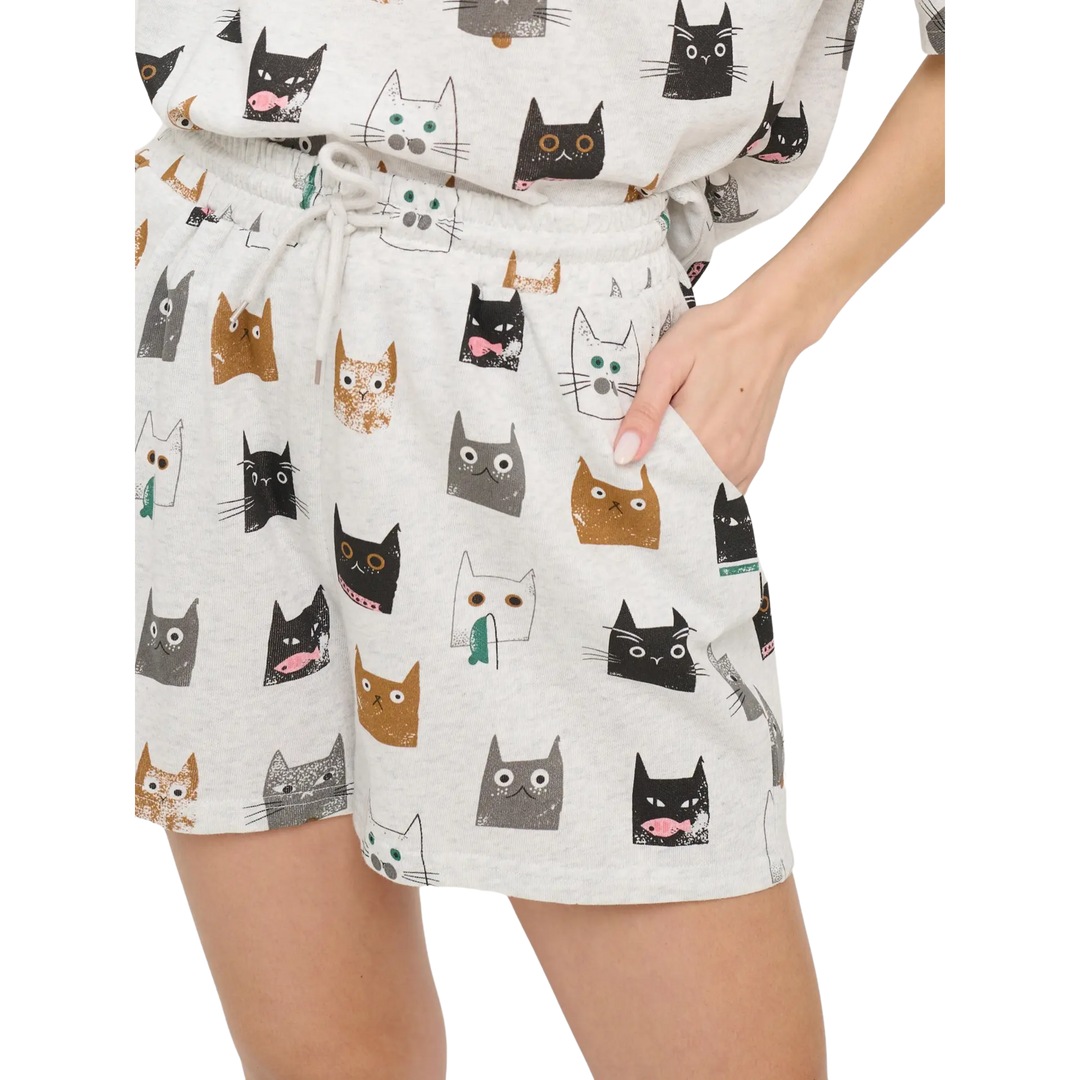 Cute Multi-Kitten Face Relaxed Fit Shorts