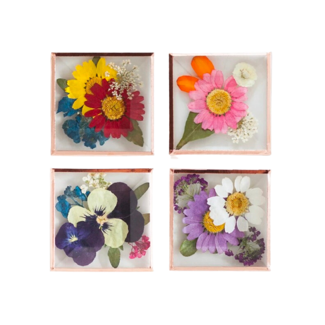 Beveled Glass Magnets - Real Pressed Flowers