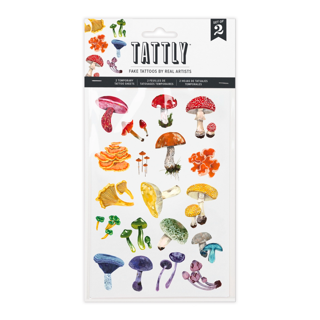 Colorful Mushrooms Tattoo Sheet
