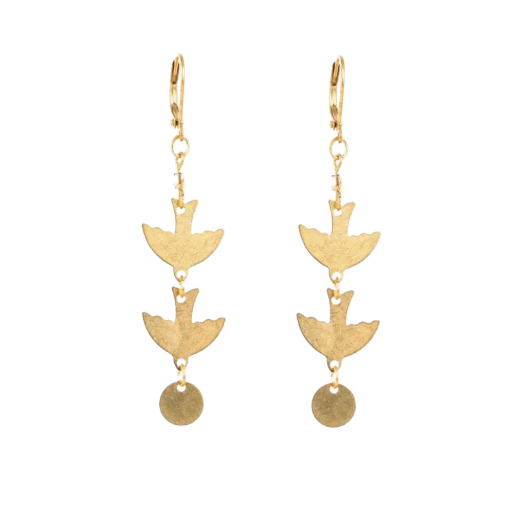 Double Bird & Disc Earrings