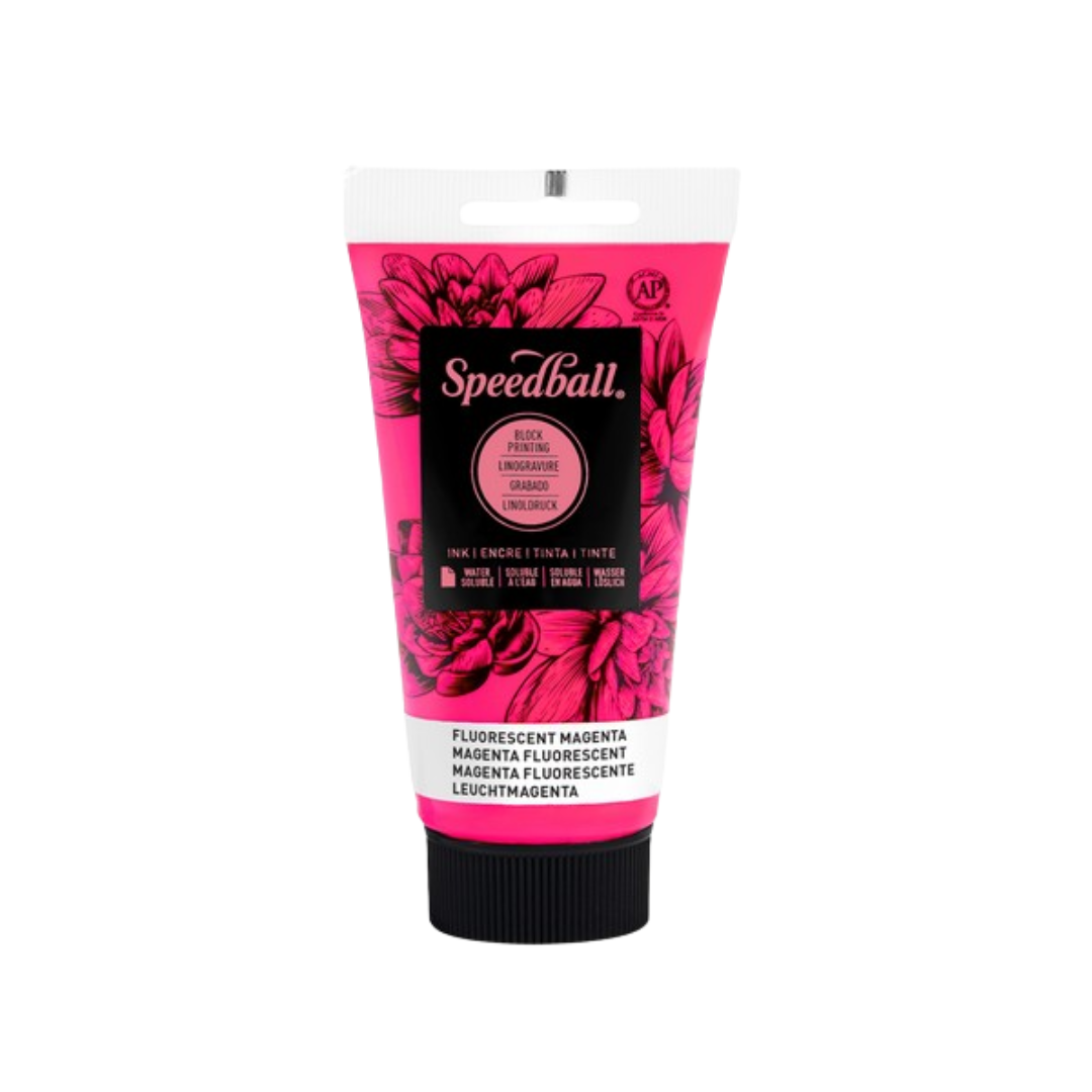Water-Soluble Block Printing Ink 2.5oz - Fluorescent Magenta