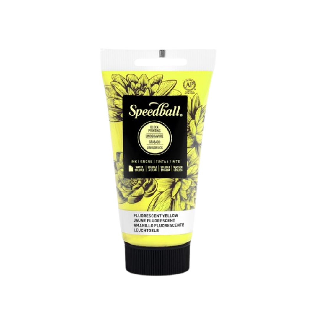 Water-Soluble Block Printing Ink 2.5oz - Fluorescent Yellow