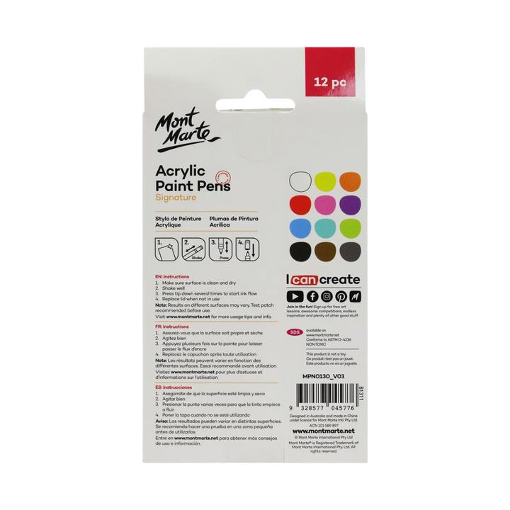 Acrylic Paint Pens Signature Broad Tip 3mm (0.12in) 12pc