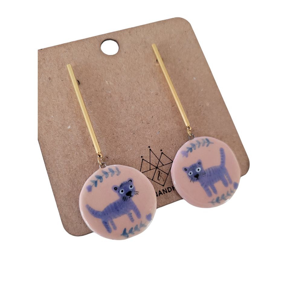 Tiger Drop Circle Earrings