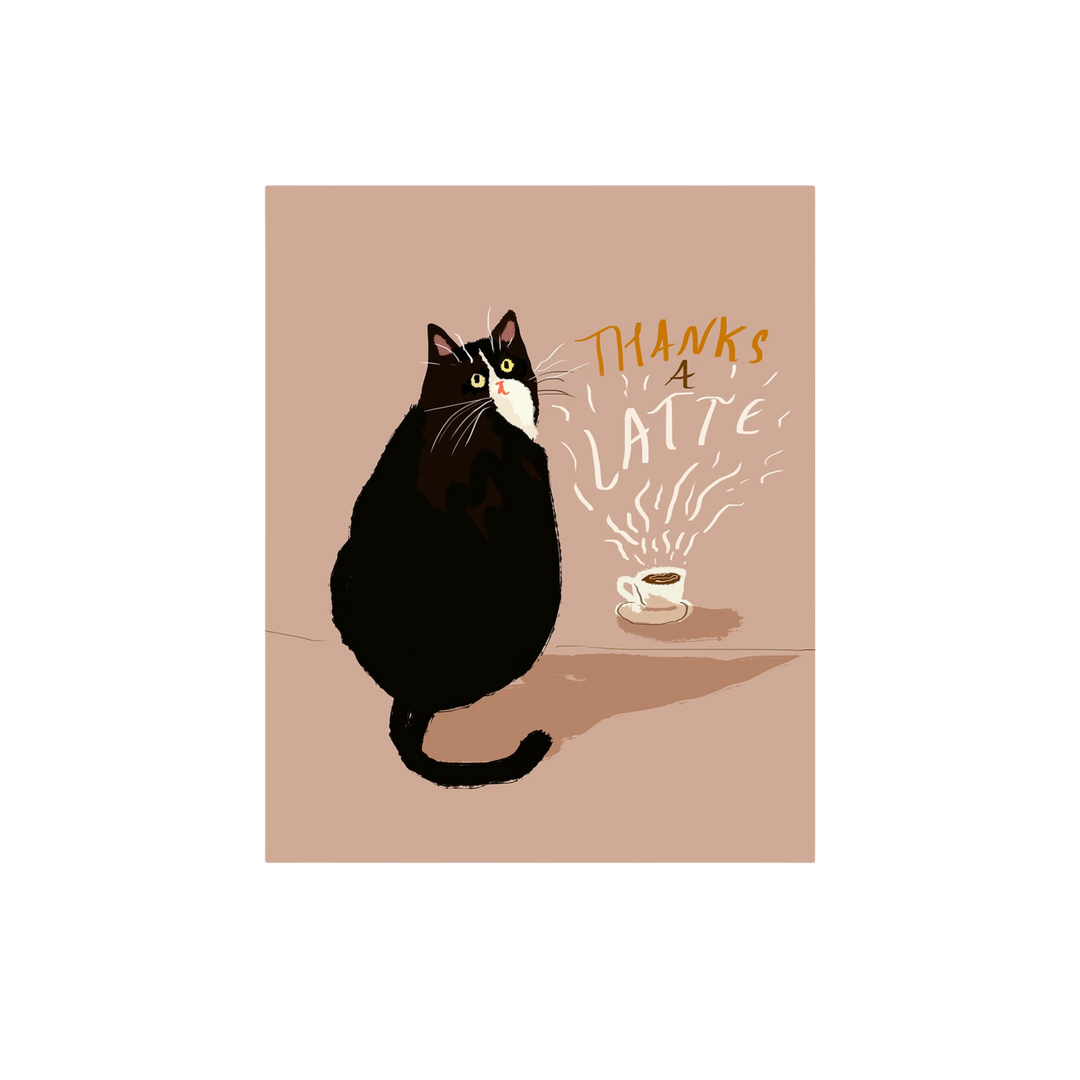 Thanks A Latte Coffee Cat Card