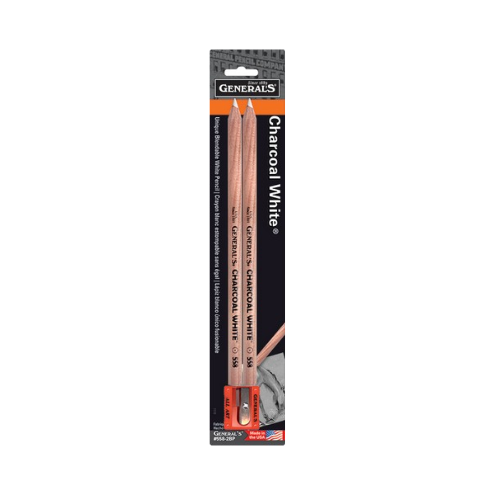 General Pencil Charcoal Pencil White 2-pk