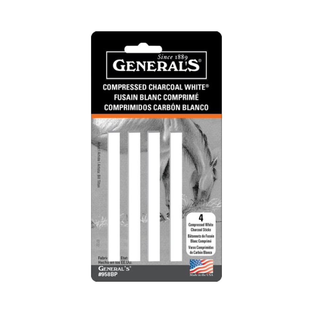 General Pencil Compressed White Charcoal Sketching Stick Set of 4