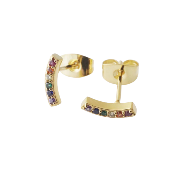 Rainbow Crystal Arc Earrings