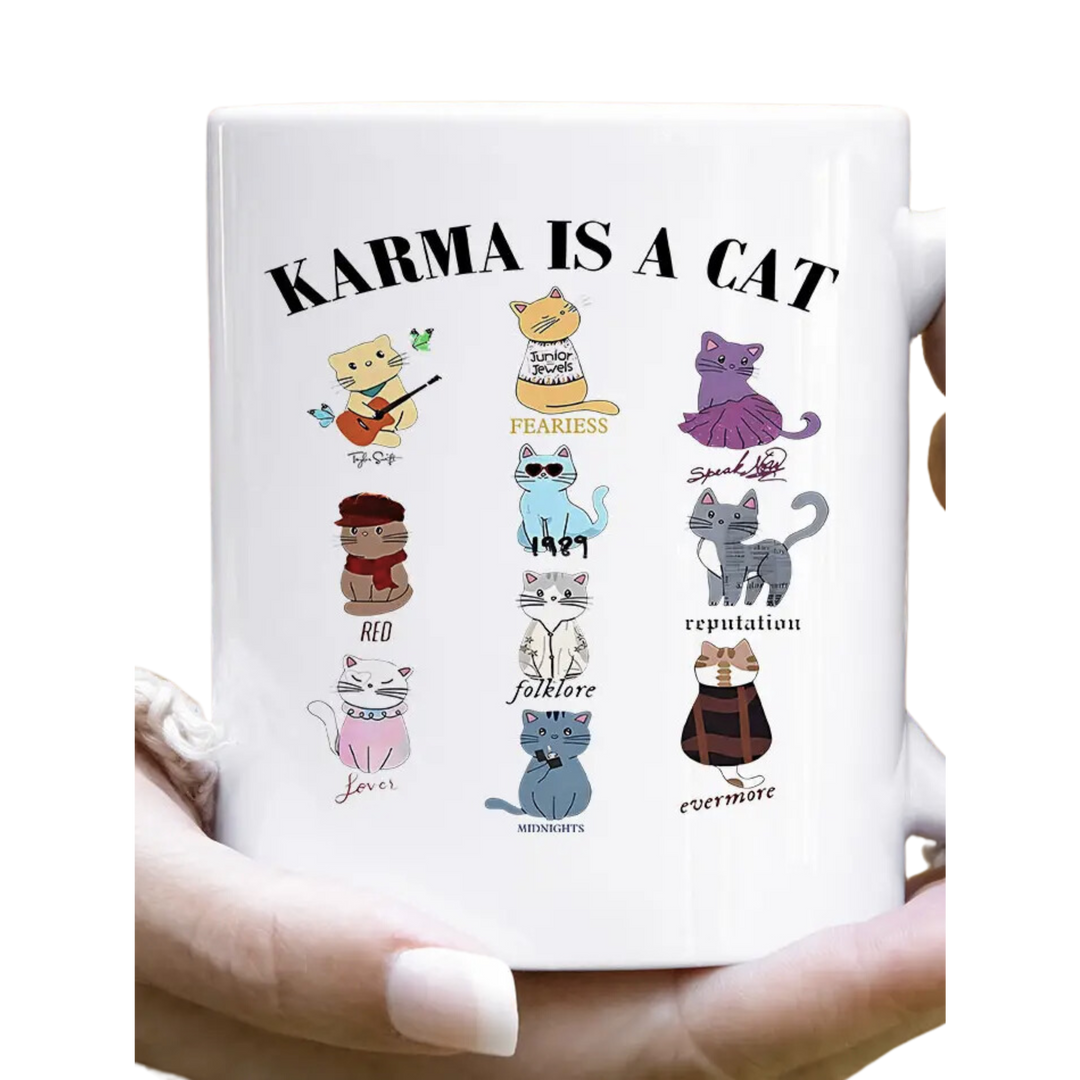Karma Is A Cat - Taylor Era's Cat Coffee Mug