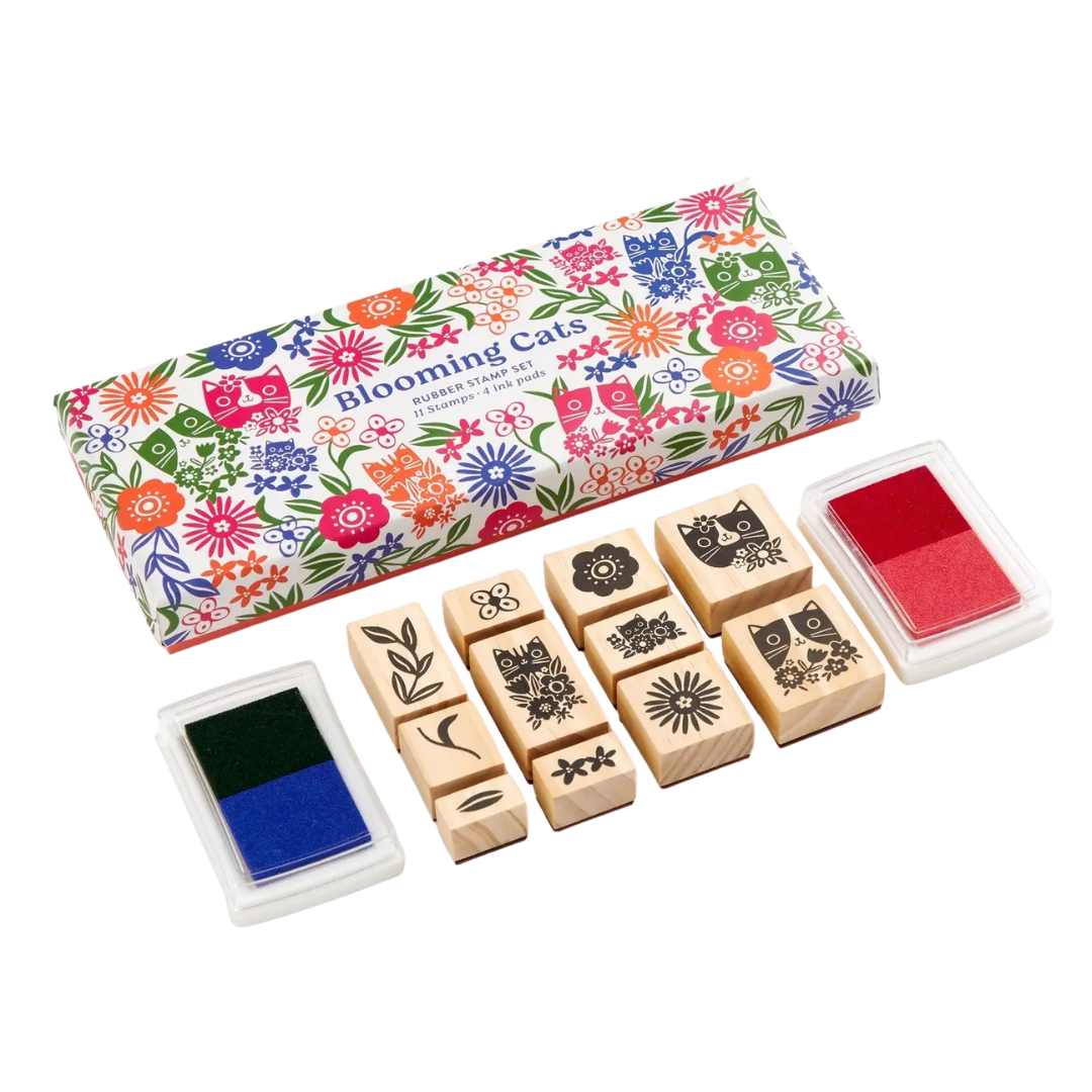 Blooming Cats Rubber Stamp Set
