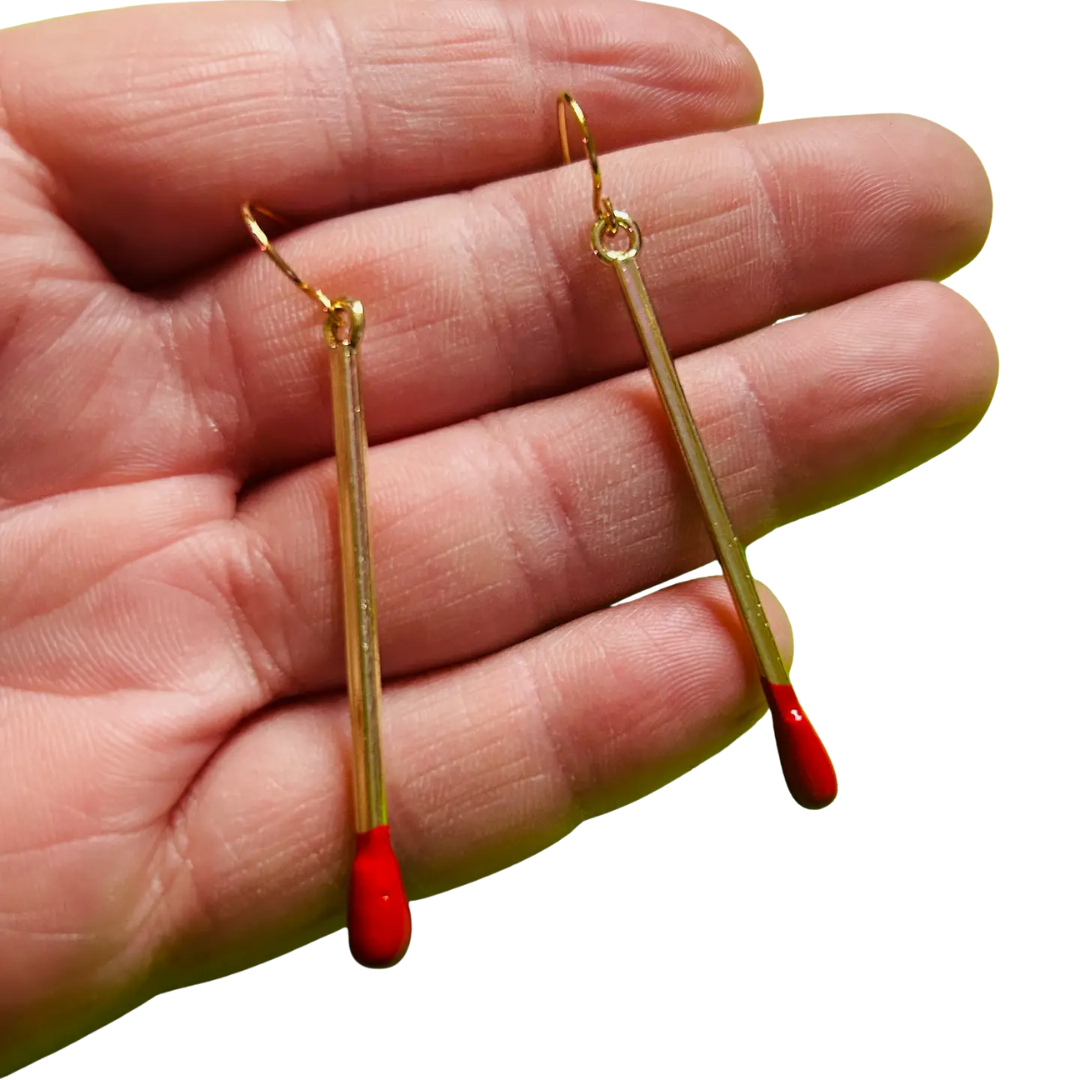 Gold Matchstick Earrings