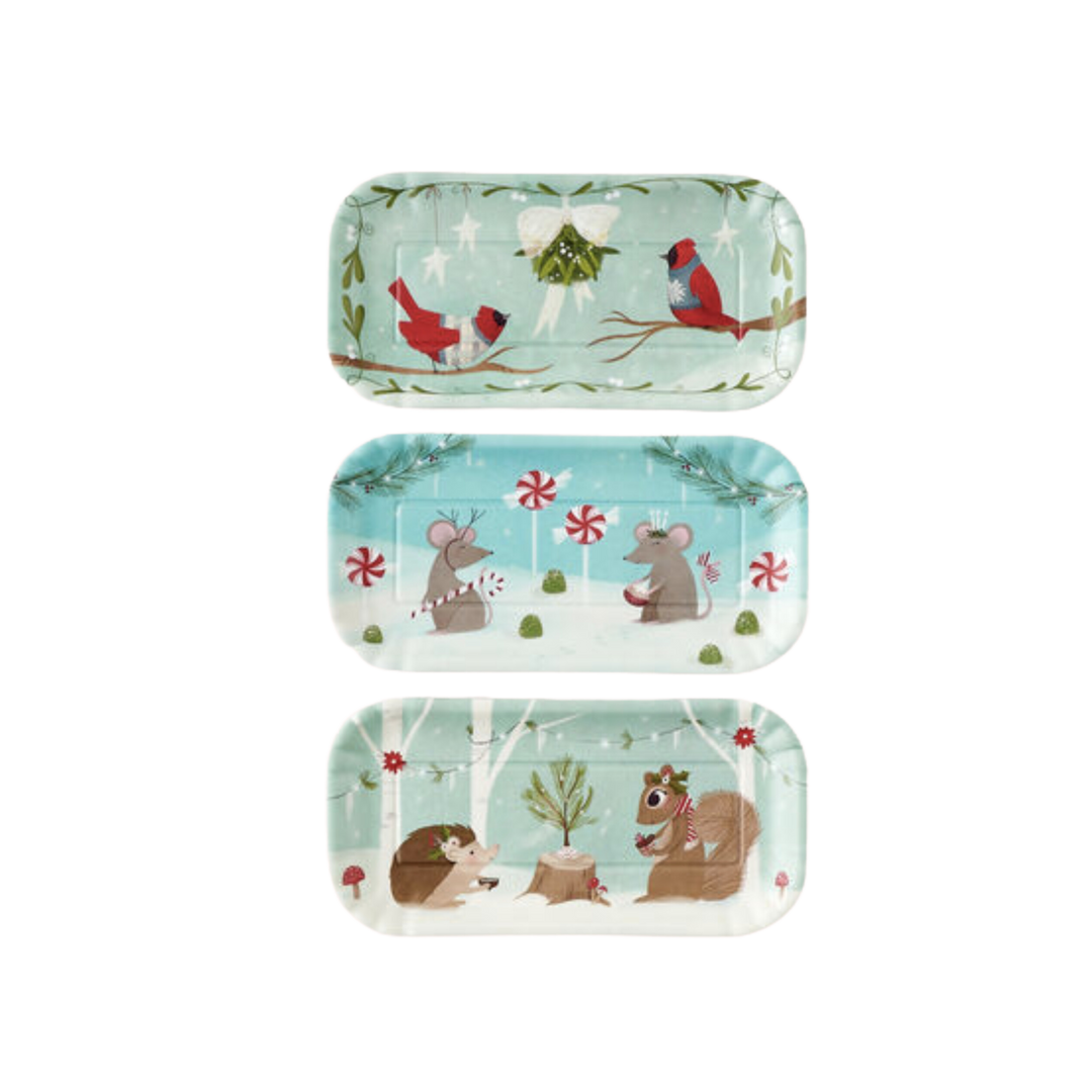 Snowman "Paper" Melamine Tray 4" x 8