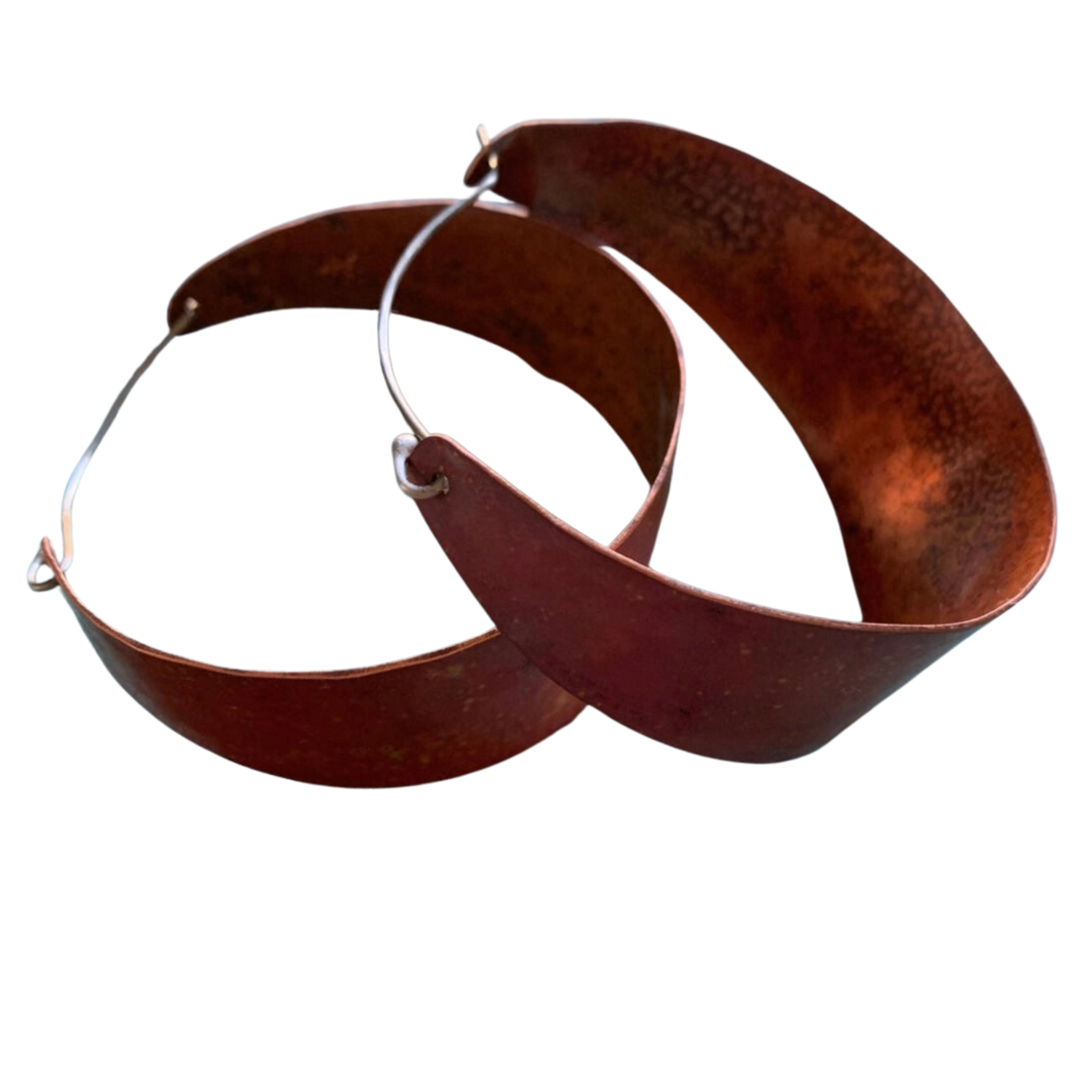 Wide Copper Hoops - Large
