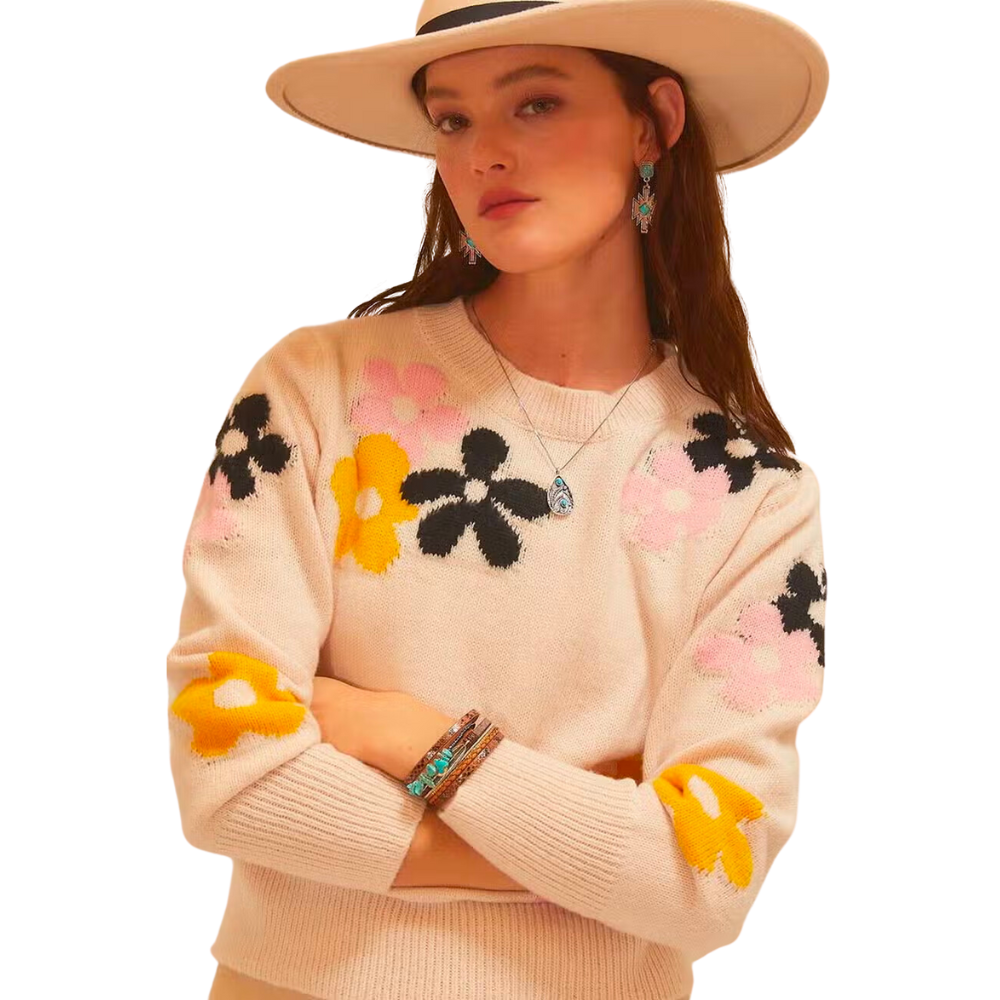 Flower Print Sweater