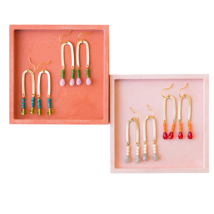 Long Arch Beaded Earrings