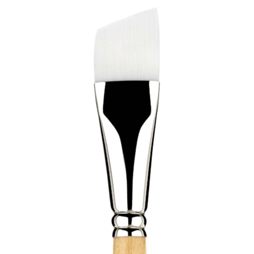 Snap White Taklon Short Handle Angle Shader 3/4 inch