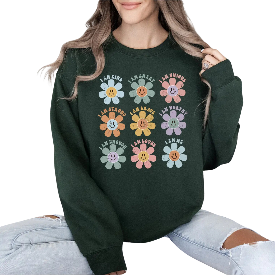 Positive Affirmations, Daisy, Retro, Sweatshirt