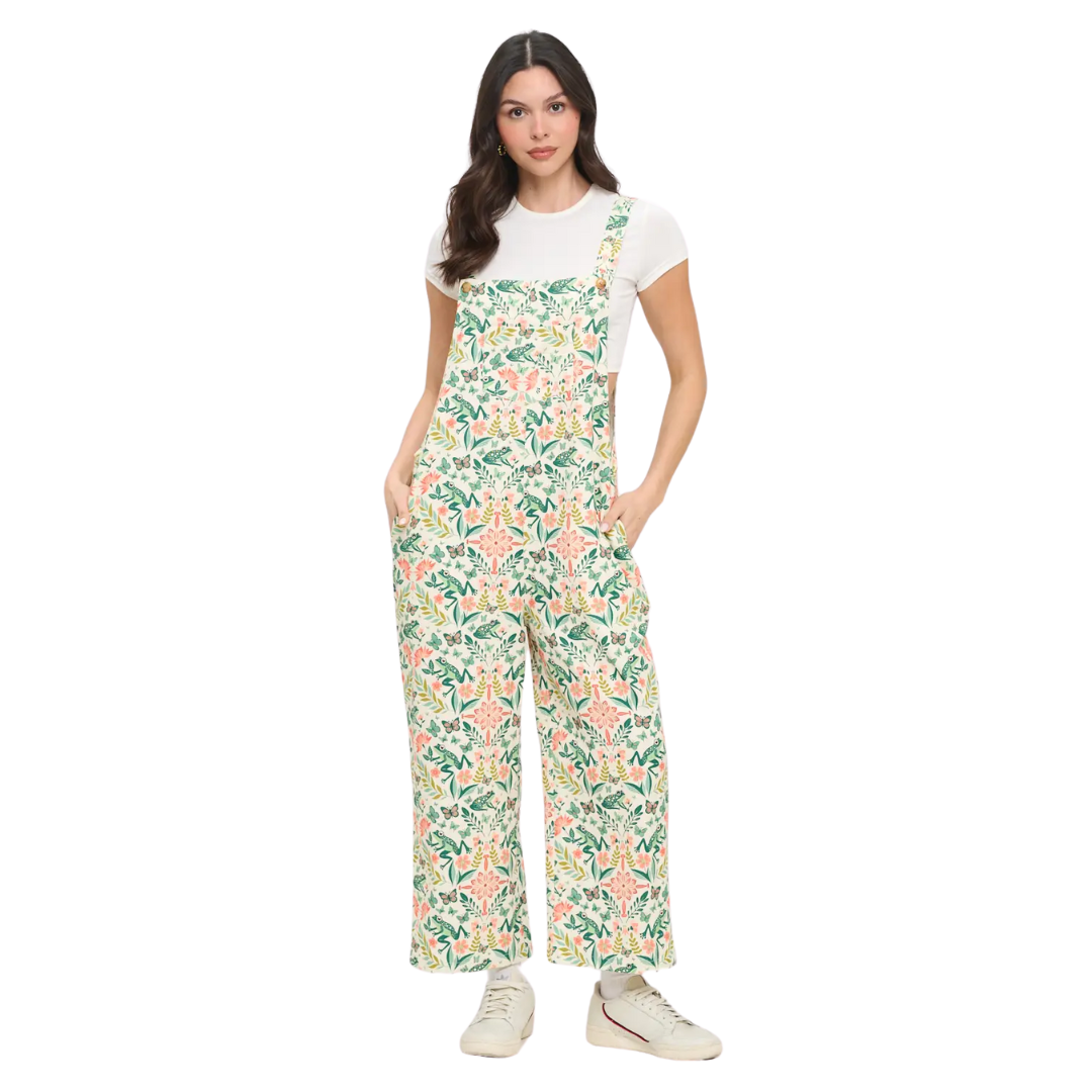 Whimsy Botanical Rainforest Print Overalls