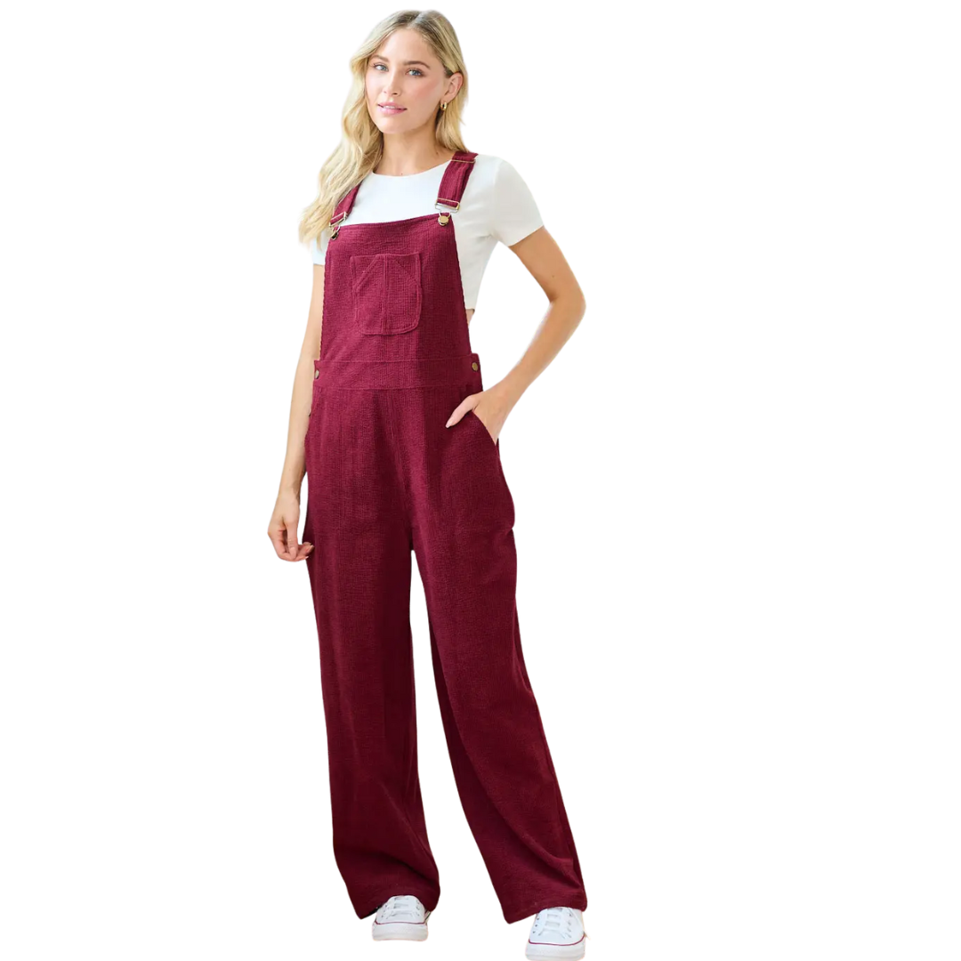 Classic Maroon Corduroy Overalls