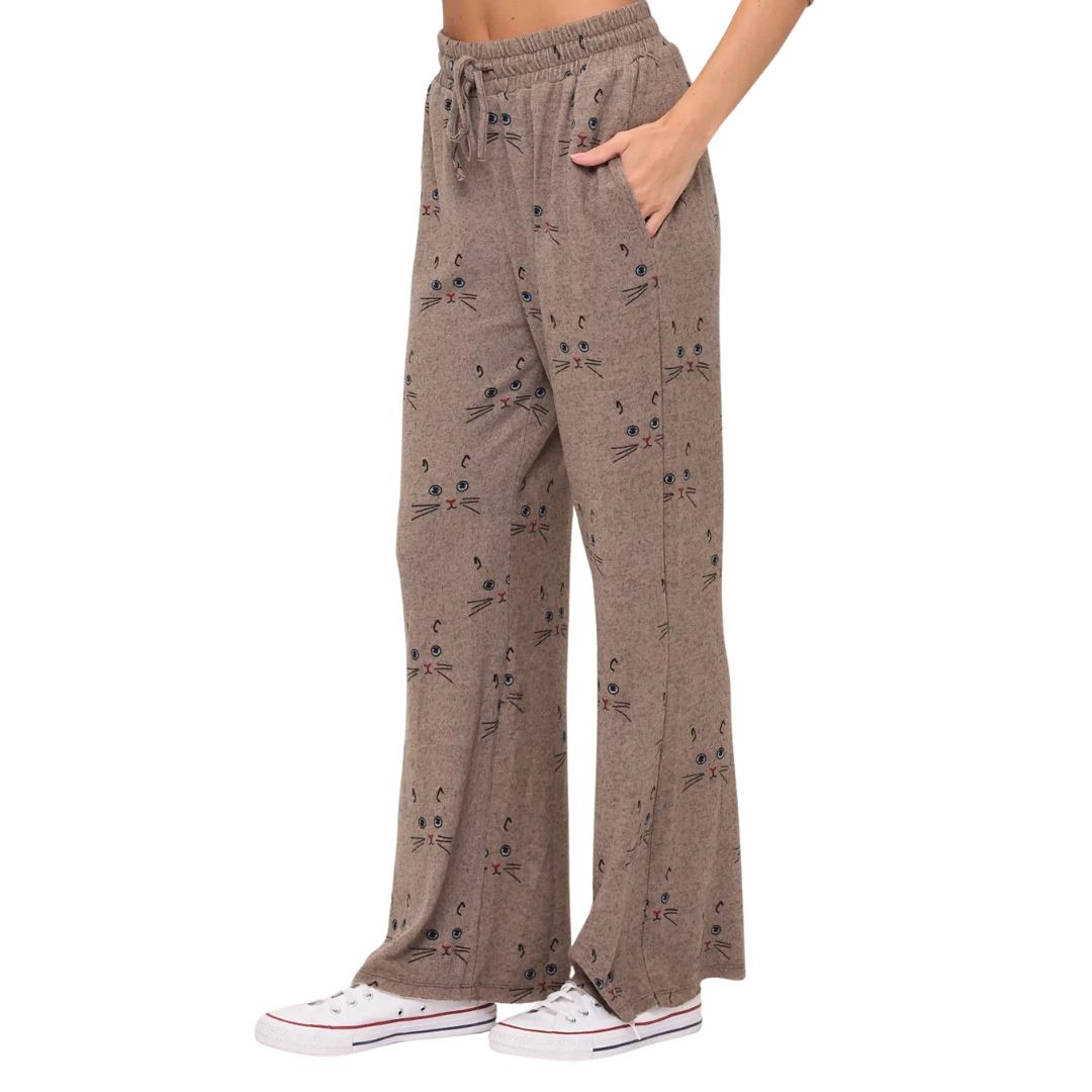 Cat Whiskers Print Flare Pant
