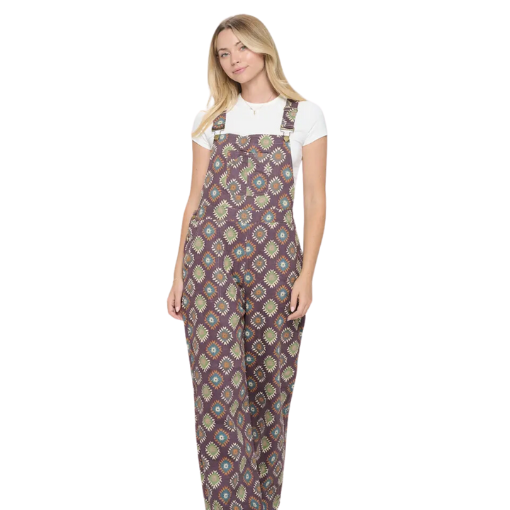Diamond Print Cotton Overall in Purple