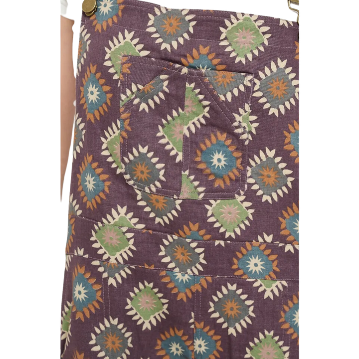 Diamond Print Cotton Overall in Purple
