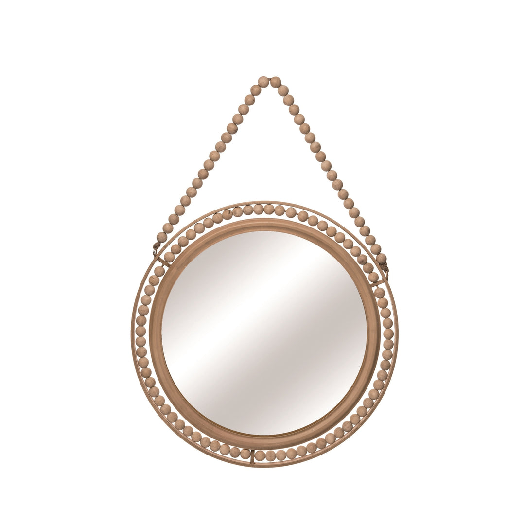 Metal Brown Everyday Beaded Hanging Mirror